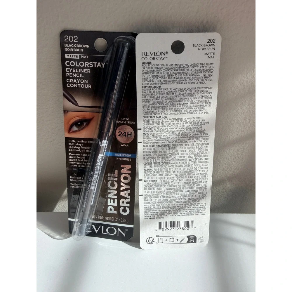 Revlon ColorStay Eyeliner Pencil 202 Black Brown 0.01oz 2pk NWT